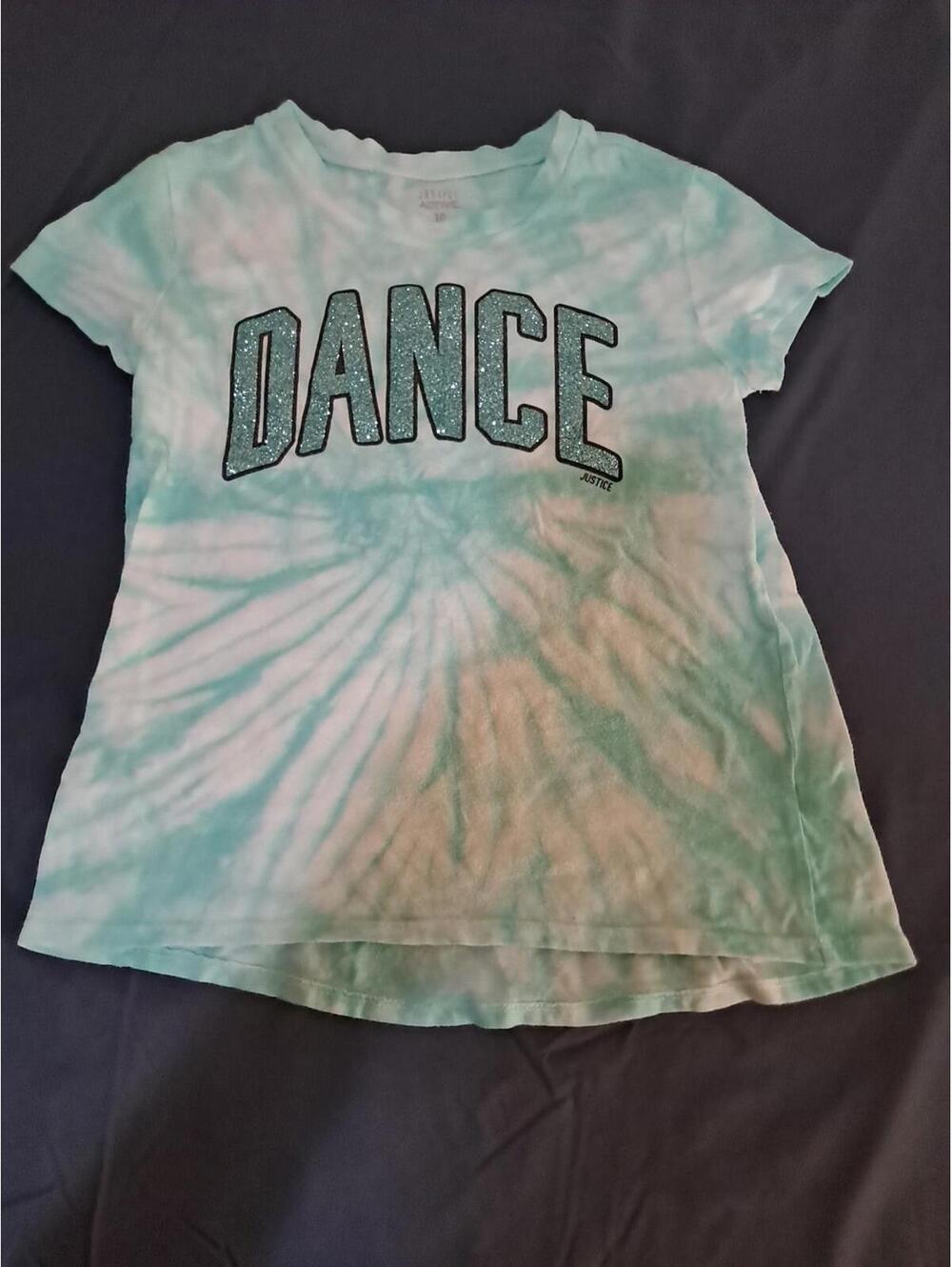 Justice: Girls Size 10 Tye Dye Blue "Dance" Shirt
